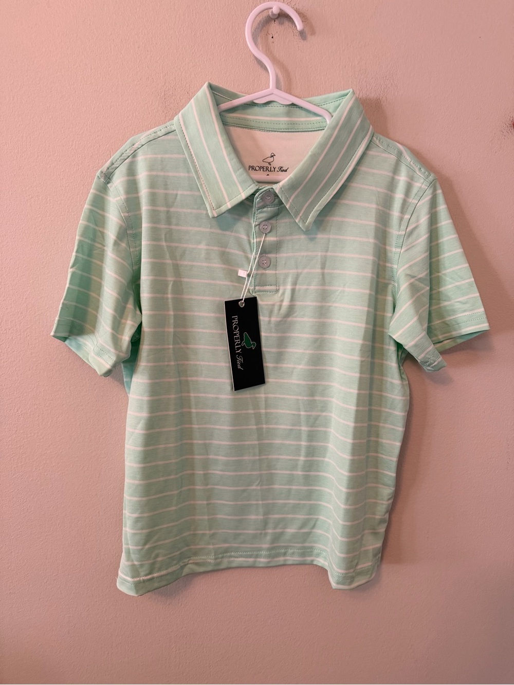 Properly Tied Mint Green Striped Performance Polo